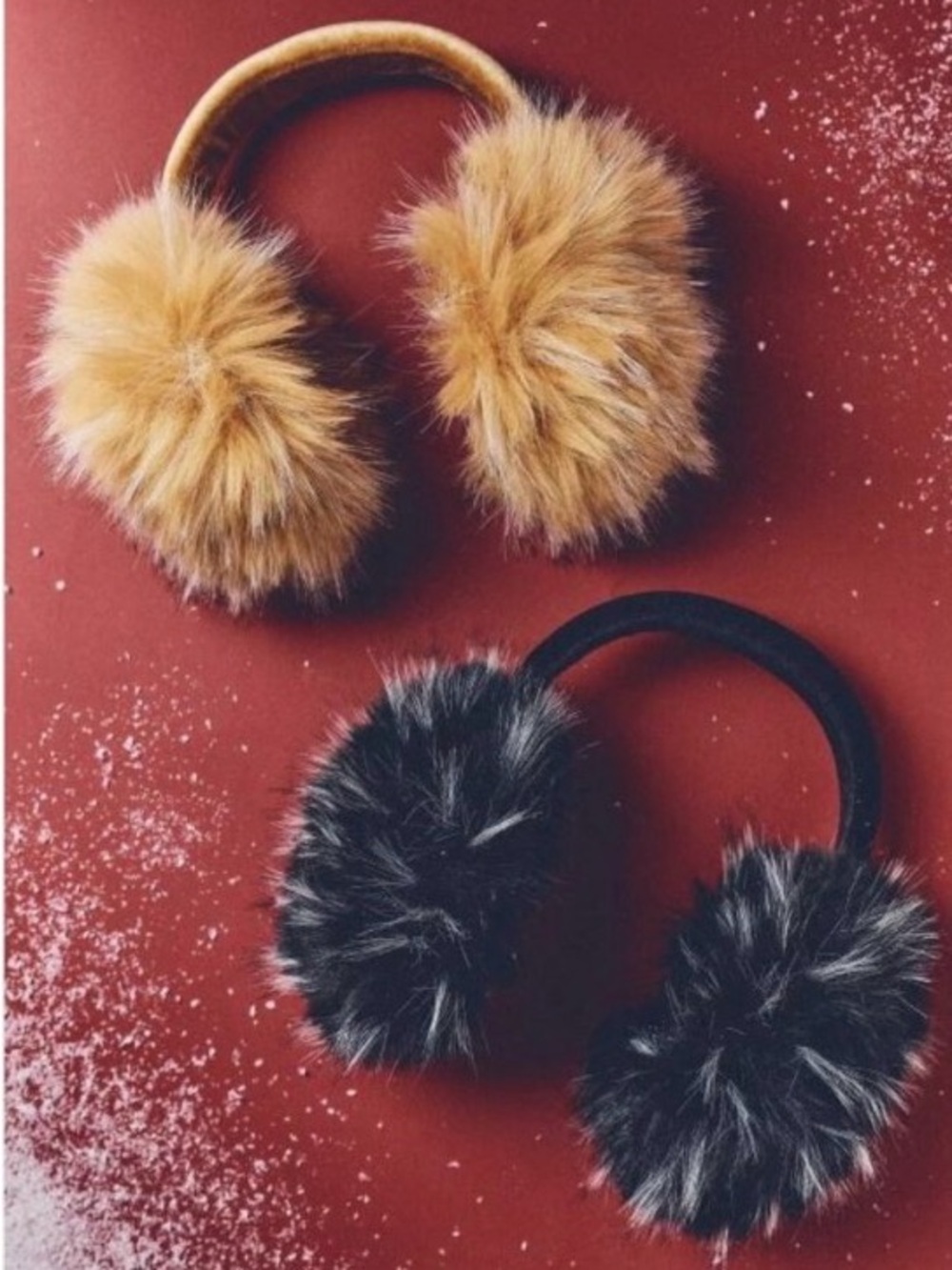 Anthropologie Faux Fur Earmuffs in Tan and Black